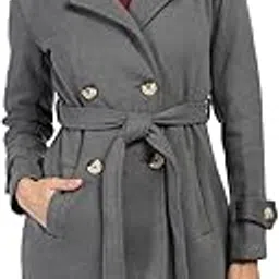 honnete Double Breasted Regular Fit Longline Trench Winter Coat For Women With Closure Type of Button-picture-53
