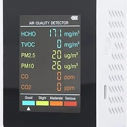 Smart Air Quality Monitor, Portable LCD Backlight Screen CO2 TVOC HCHO PM2.5 PM10 Detector with Alarm Function for Home, Office, Factory (White)-picture-11