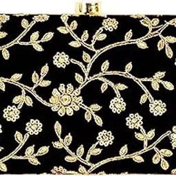 tooba Handicraft Hand Embroidered Box Clutch Bag Purse for Bridal, Casual, Wedding Bag for Women & Girls. Black-picture-21