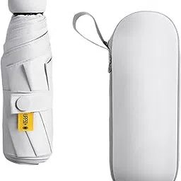 atorse Sun Umbrella for Purse Sun Protection Mini Folding Umbrella Compact Umbrella White with Case-picture-55