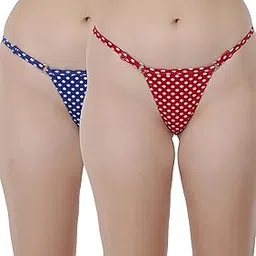 selfcare Pack of 2 Womens Cotton Cute Print Thong Panties-picture-10