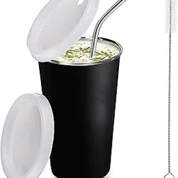 KREZON Stainless Steel Sipper for Kids with Straw Glass for Kids Milk Tumbler with Straw and Lid Sippy Cup with Gum Protection for Kids Straw and 1 Cleaning Brush-picture-10