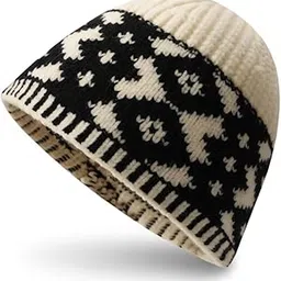 youstylo - you are priority Youstylo Women's Winter Sports Woolen Cap - WC7157A (Free Size, Cream-Black)-picture-16