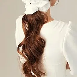 XL Satin Silk Hair Scrunchie Tie Band Elastic for Women and Girls | Pack of 1 | Gift for Women and Girls | Multicolor (Off White)-picture-21