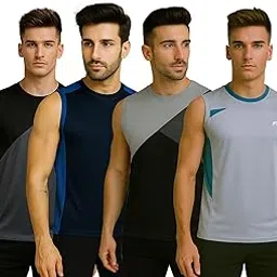 FTX Drifit Colorblock Sleeveless Activewear Sports Tshirt for Men (Pack of 4)-image-46