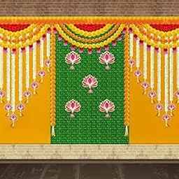 Traditional Fabric for Pooja,Marraige,Ceremony,Festival,Navaratri Background Curtain Cloth for Festival Fabric (Size-5x8 Feet) (Dark Orange) (42)-picture-27