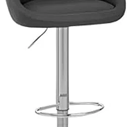 Beeds Adjustable Bar Stool with Curved Backrest, Round Padded Seat, Chrome Footrest, Hydraulic Lift, Sleek Metal Base, Stylish Seating for Home or Office (Black)-image-29