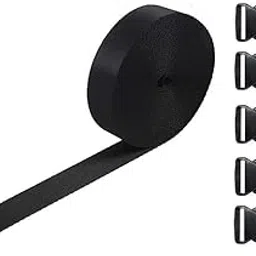 DHARMATMAJ New Nylon Webbing Strap 10 Meter Roll with 5 Buckles 5 Adjuster and 1 Thread Cutter for Backpack Repairing Luggage Fastening Strap Pet Collar Making Hiking and More (Black_1 inch)-image-3