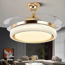 Decor chronicle Gold Smart Ceiling Fan with Light & Remote | Retractable 4-Blade BLDC Fan Chandelier | Alexa & Google Compatible, 6 Speed, 3-Color LED Lighting | Modern Ceiling Fan for Bedroom-picture-26