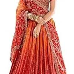 Women's Chinon Silk Embroidered Fabric Work Lehenga Choli With Dupatta-picture-31