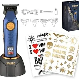 WMARK NG-8260 Metal Body Professional Trimmer 10000H+ Brushless motor(BLDC) Powder Metallurgy 440C Stainless Steel Fade Blade Pro Li Outliner Cordless T Blade Hair Clipper 0 Gap Outlining, Model 30-picture-31