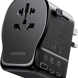 UGREEN Universal Travel Adapter, GaN 65W International Charger with 2 USB-C & 1 USB-A Ports, PD Fast Charging Worldwide Wall Charger Block for Laptop, 3-Pin US/UK/EU/AUS/CN Plug Ground Connection-picture-14