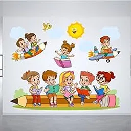 generic Ruhi Decor Cute School Child Fun Kids Education Play Ground Wall Sticker PVC Stickers Waterproof Laminated Wall Stylish for Living Room-picture-51