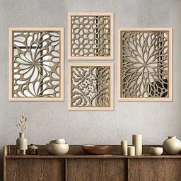kotart Wall Mirror Decor Panel Wooden Hanging Rectangular Wall Decor Frame for Living Room, Bedroom - Decorative Wall Mirrorr - Wooden Jharokha (11X14 Or 11X11), Framed (Art 4, (11X14 Or 11X11))-image-40