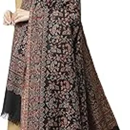 weavers villa Women's Poly Wool Woven Jaal Floral Shawl (40" X 80")-picture-11
