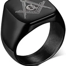 Rock Stainless Steel Black Color Big Masonic Ring for Men-image-13