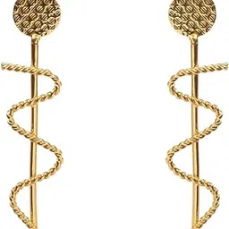 Elegant Gold Spiral Drop Earrings, Statement Geometric Design, Modern Fashion Jewelry-image-2