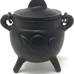 Essencio Shop Cauldron with lid | Made of Cast Iron| Fire Proof Burning Bowl | 3.5 inch Width | Incense Burner | Charcoal Burner | Spell Cauldron-picture-41