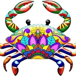 Metal Crab Wall Art Decor Outdoor Yard Home Decorative Sculpture Yellow-image-66