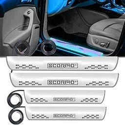 CARZEX® LED Car Door Foot Step Sill Plate for Mahindra Scorpio N – Mirror Finish Acrylic LED Sill Plates (Set of 4, Blue) | Stylish Door Entry Guard | 6 Month Warranty-picture-26