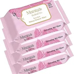 Manisa Beaute Co. Rose Flush Makeup Remover Wipes | Alcohol-Free, Paraben-Free, Vegan & Cruelty-Free | Rose-Infused Makeup Removing Wipes | 100 Wipes (Pack of 4)-picture-23
