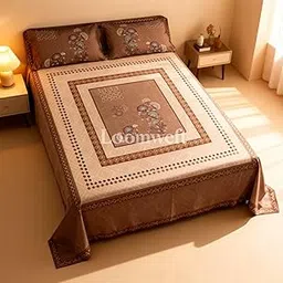 Loomweft 100% Cotton King Size Bedsheet with 2 Pillow Covers | Soft | Breathable 72''X78'', 275X275 Cm | Brown Flower-picture-19