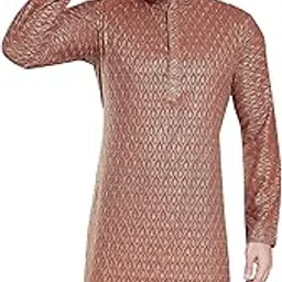 Men's Sequince Embroidered Cotton Blend Only Slim Fit Kurta-image-4