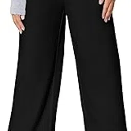 toochki Loose Women Black High Rise Full Length Wide Leg Formal Trousers-picture-40
