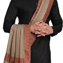 zamour Kashmiri Pure Wool Shawl for Men with Sozni Embroidery Border, Pashmina Feel Wool Lohi for Winter (Black)-picture-14