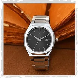 shocknshop Silver Stainless Steel Analog Round Dial Date Display Wrist Watch for Men -W150-picture-53