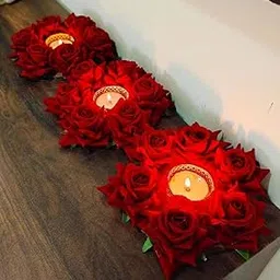 Avyksh Creations Handmade Rangoli Artificial Ghota Flower Mat for Decoration Setup for Home, Diwali Decoration Item | Home Pooja, Festival Decor Items Diwali Rangoli Decoration (Red)-picture-52
