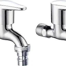 PEFKO Fusion Brass, Ceramic, Metal Stainless Steal Nozel Tap (Including - Wall Flange & Teflon Tape) Pack of 2-picture-26