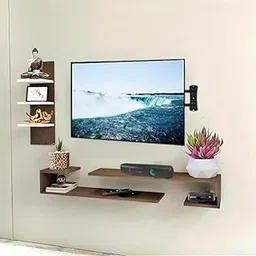 ClufRox Elegant mdf O style Wall Mounted TV Unit, suitable for 24 to 65 inches, TV Stand for Wall, TV Stand Unit Wall Shelf for Living Room, Set Top Box Stand (Wenge White )-image-67