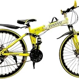 Amaze Kai B.M.V X6 Foldable 21-Speed Gear Cycle with Dual Suspension, Dual Disc Brakes, Spoke Rim, Mudguard – MTB Cycle for Men (26T, Multiple Colors) (Yellow)-image-9