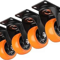 3 Inch Heavy Duty Plate Casters Swivel Caster Wheels with Safety Total Lock, 360 Degree Caster Total Capacity 1000lbs (Pack of 4 Orange)-picture-10