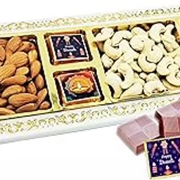 Diwali Dry Fruit Tray with Deepavali Chocolate for Sister,Family and Friends,Corporate,Client,Employees |Almond,Cashew,Chocolates Gift Hamper Box-picture-68