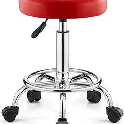 Furniture - Adjustable Height 18 To 22 In/Rounding/Moving Stool With Regal High Impact Nylon Black Wheels -Doctor/Kitchen Stool/Office Stool/Chair/Cafeteria Stool/Bar Stool Finish Color-Red 1 Pcs-image-55