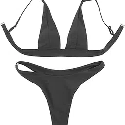 2-Pack Women's Bikini Set Bathing Suit Padded Cup Bra Beachwear Swimwear Black S-image-33