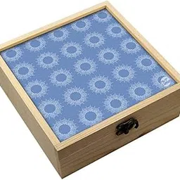 Nutcase Designer Jewellery Makeup Box for Womens, Wooden Storage Make Up Organizer, Treasure Jewelry Box for Women Unique Gifts for Girls - Beautiful Blue Pattern-picture-12