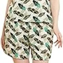 usa fantasy Women Blue Floral Print Round Neck Top & Shorts Set-picture-36