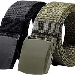 jettream Nylon Belt, nylon fabric belt, unisex nylon belt, Hole free plastic flap buckle Canvas Waist Belt (pack of 2)-picture-50