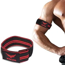 XTRIM Elastic BFR (Blood Flow Restriction) Workout Bands with Hook & Loop Closure for Biceps & Triceps Training, Gain Arms and Shoulder Muscles Without Lifting Heavy Weights (Red)-picture-11