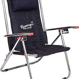 cauvery Folding Indoor/Outdoor Easy Chair for Lawn|Portable and Foldable Reclining Chair for Resting|Adjustable Pillow|Full Body Support|Young and Old People (Black)-picture-17