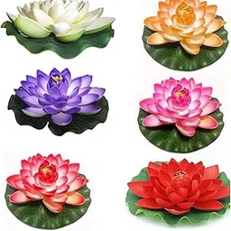 The Decor Affair Artificial Floating Lotus Foam Flowers with Rubber Leaf for Outdoor, Indoor Home, Wedding, Aquariums Decoration Set of 6 Piece.-picture-59