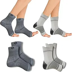 eco sync Ecosync Open Toe Bamboo Cotton Neuropathy Compression Socks - Diabetic Pain Relief, Moisture Wicking, Unisex, Anti-Bacterial, Seamless Design, Combo Pack of 2 (Shadow Grey + Classic Trio)-picture-14