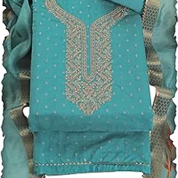 tavas Women's Unstitched Chanderi Zari Embroidered Dress Material With Digital Printed Dupatta-picture-15