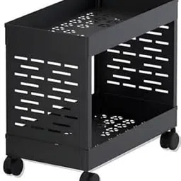 MASHUR FAB Space-Saving 2-Layer Plastic Utility Rack | Movable Organizer Shelf for Kitchen, Bathroom & Office (Black)-picture-12