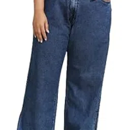 high star clothing HIGH Star Women Plus Size Blue Wide Leg Stretchable Jeans-picture-17