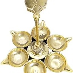 Pure Brass Glossy Finish Arumugam Vilakku with Vel/Om Six Face Vel Diya/ Agal Vilakku with Vel / Pooja Décor Oil Lamp/ Vel Maaral Deepam/ Vel Murugar Vilakku with Six Face.-image-39