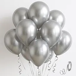 AMFIN (Pack of 10) 10 inch Metallic Chrome Balloons. Birthday, Anniversary Decoration Items - Silver-picture-60